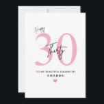 Personalized Simple Daughter 30th Birthday Card<br><div class="desc">Personalized Simple Pink 30th Birthday Card for Daughter: Celebrate your daughter’s milestone in the sweetest way with this simple pink 30th birthday card. The design features a soft pink number “30”, elegant script text, and a small heart accent — creating a timeless, feminine look that perfectly expresses love and pride....</div>