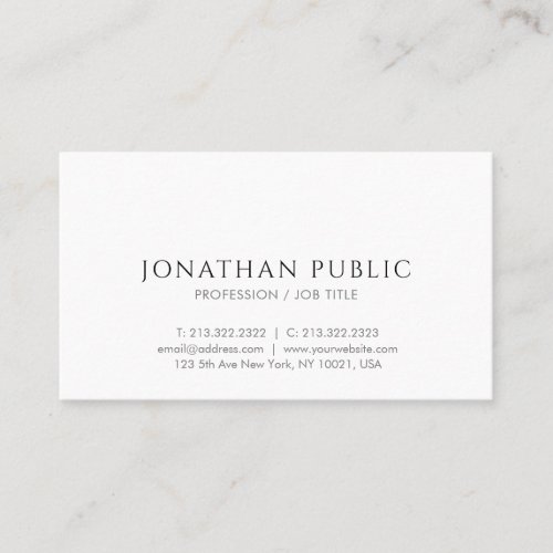 Personalized Simple Design Elegant Template Modern Business Card