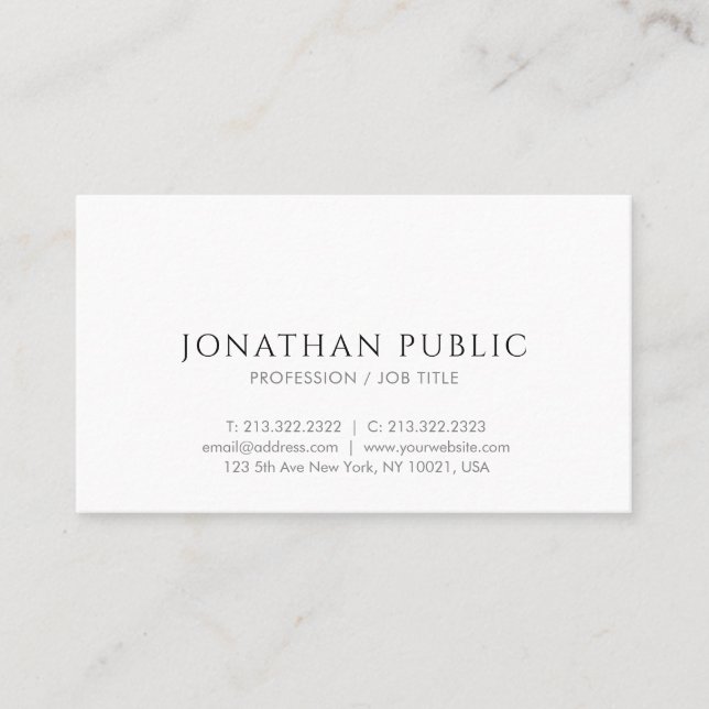 Personalized Simple Design Elegant Template Modern Business Card (Front)