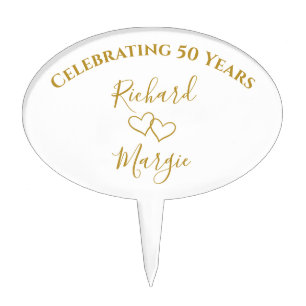 Personalized Simple Elegant 50th Anniversary Party Cake Topper