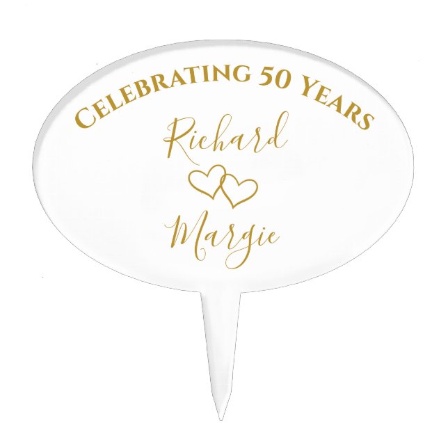 Personalized Simple Elegant 50th Anniversary Party Cake Topper (Front)