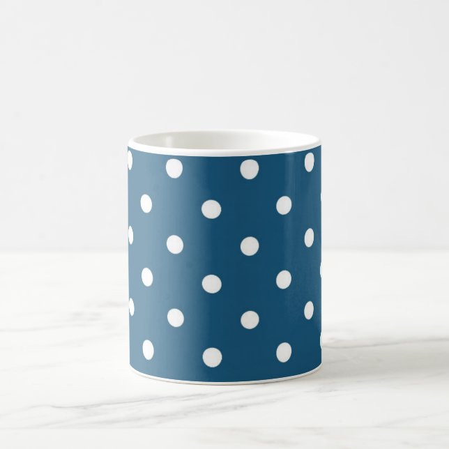 Personalized Simple Elegant Blue Polka Dots Coffee Mug (Center)