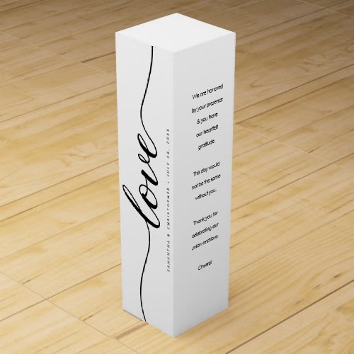 Personalized Simple  Elegant Love Wedding ScrIpt  Wine Box