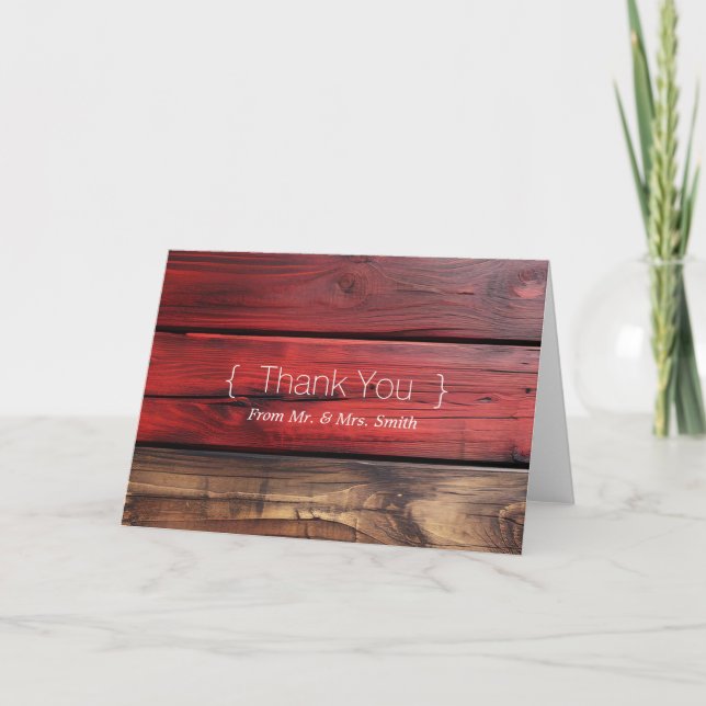 Personalized simple Elegant Thank You Wooden Card (Front)