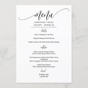 Personalized Simple Elegant Wedding Event Menu