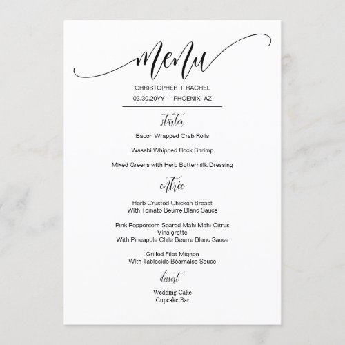 Personalized Simple Elegant Wedding Event Menu