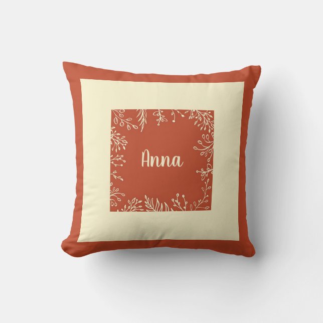 Personalized Simple Fall Leaves  Throw Pillow (Front)