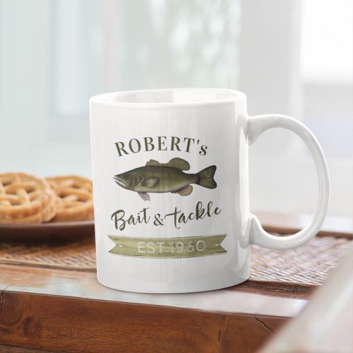 Personalized Simple Funny Fish and Bait Coffee Mug