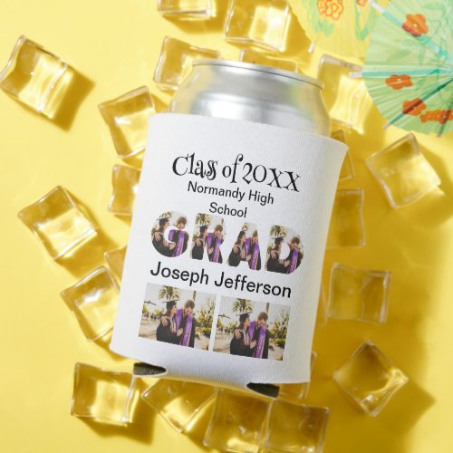 Personalized Simple Graduation 6 Photo Collage  Can Cooler