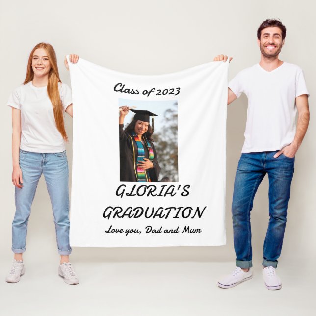 Personalized simple Graduation  Fleece Blanket (In Situ)