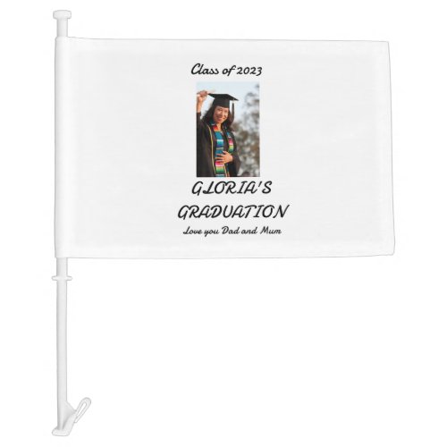 Personalized simple Graduation Photo  Car Flag