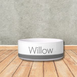 Personalized Simple Gray Pet Bowl<br><div class="desc">A personalized pet dish in shades of gray and white. Your pet's name is set in a modern gray font above a border of coordinating shades of gray.</div>