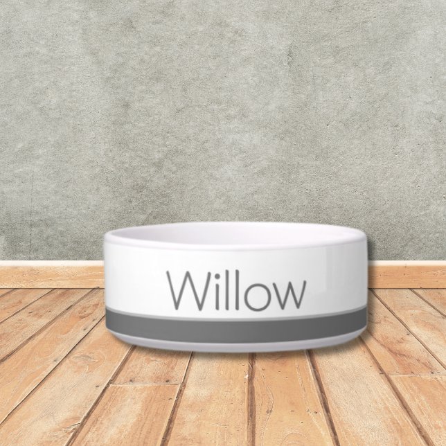 Personalized Simple Gray Pet Bowl (Creator Uploaded)