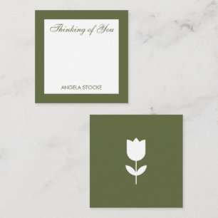 Personalized Simple Green Flower Enclosure Note Card