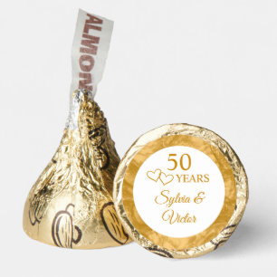 Personalized Simple Heart Golden 50th Anniversary Hershey®'s Kisses®
