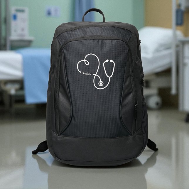 Personalized Simple Heart Nurse Stethoscope Port Authority® Backpack (Creator Uploaded)