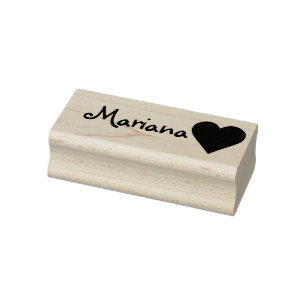 Personalized Simple Heart Symbol Custom Name Text Rubber Stamp