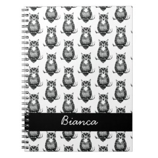 Personalized Simple Illustrated Owl Pattern Notebook