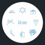 Personalized Simple Light Blue Hanukkah Gift Tag<br><div class="desc">Label your Hanukkah gifts with these darling stickers to keep organized this holiday season!</div>