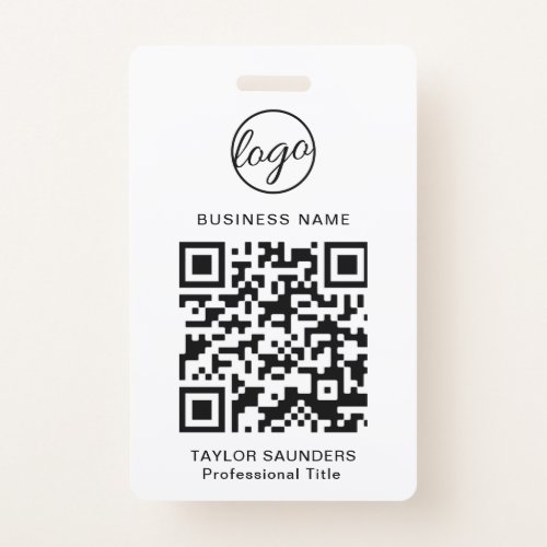 Personalized Simple Logo Employee ID QR Code Badge