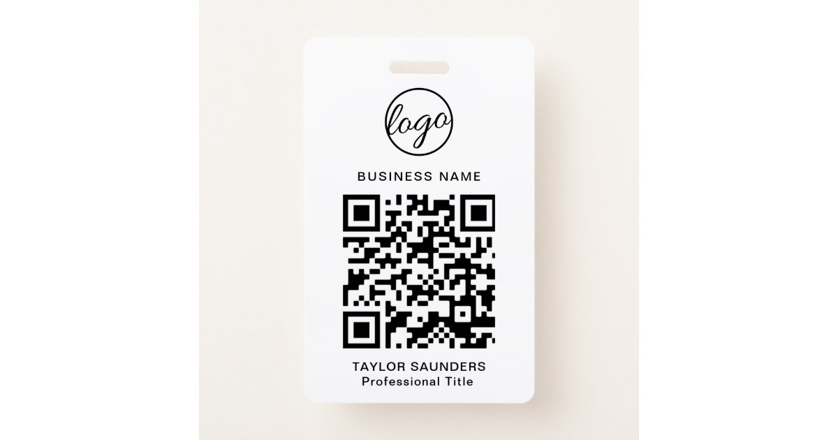 Personalized Simple Logo Employee ID QR Code Badge | Zazzle