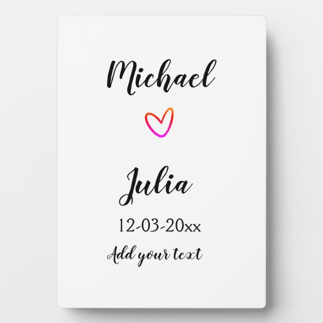 personalized simple minimal add your name red hear plaque (Front)