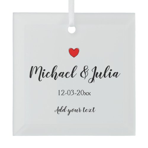 personalized simple minimal add your name year hea glass ornament