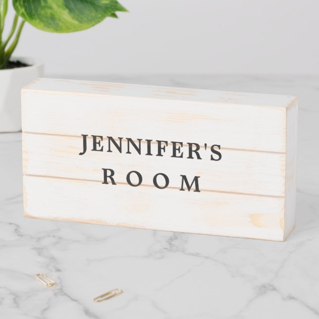 Personalized Simple Minimalist Add Your Name  Wooden Box Sign (In Situ Horizontal)