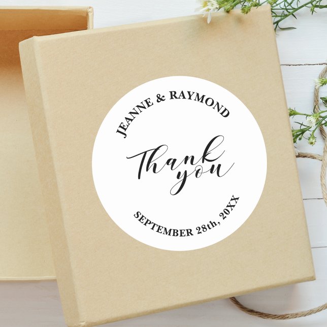 Personalized Simple Minimalist Wedding Favor Classic Round Sticker (Creator Uploaded)