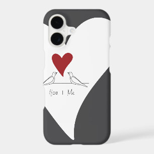 Personalized Simple Modern Birds in Love Red Heart iPhone 17 Case
