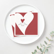Personalized Simple Modern Birds in Love Red Heart