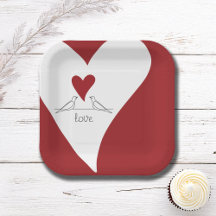 Personalized Simple Modern Birds in Love Red Heart