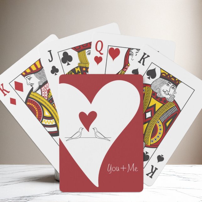 Personalized Simple Modern Birds in Love Red Heart Poker Cards (Creator Uploaded)