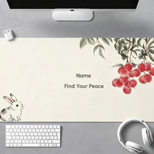 Personalized Simple Modern Bunny Lychee Desk Mat