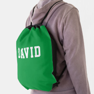 Personalized Simple Modern Green Drawstring Bag