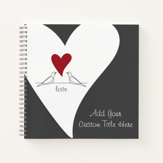 Personalized Simple Modern Love Birds Red Heart