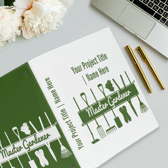Personalized Simple Modern Master Gardener 3 Ring Binder (Creator Uploaded)
