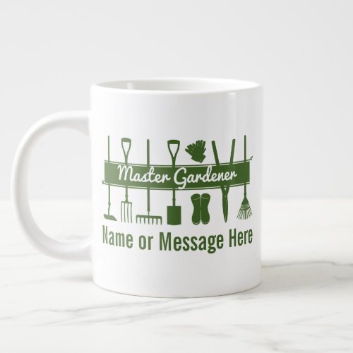 Personalized Simple Modern Master Gardener Giant Coffee Mug
