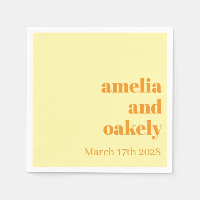 Personalized Simple Modern Minimal Mono Wedding  Napkins (Front)