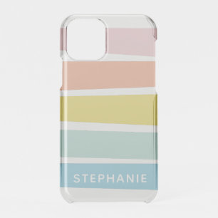 Personalized Simple Modern Pastel Shape & Stripes iPhone 11 Pro Case