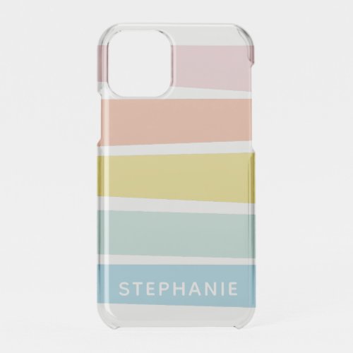 Personalized Simple Modern Pastel Shape  Stripes iPhone 11 Pro Case