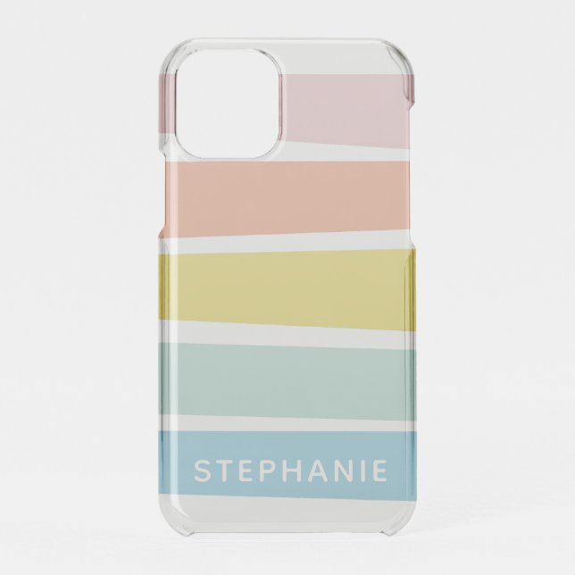Personalized Simple Modern Pastel Shape & Stripes Uncommon iPhone Case (Back)