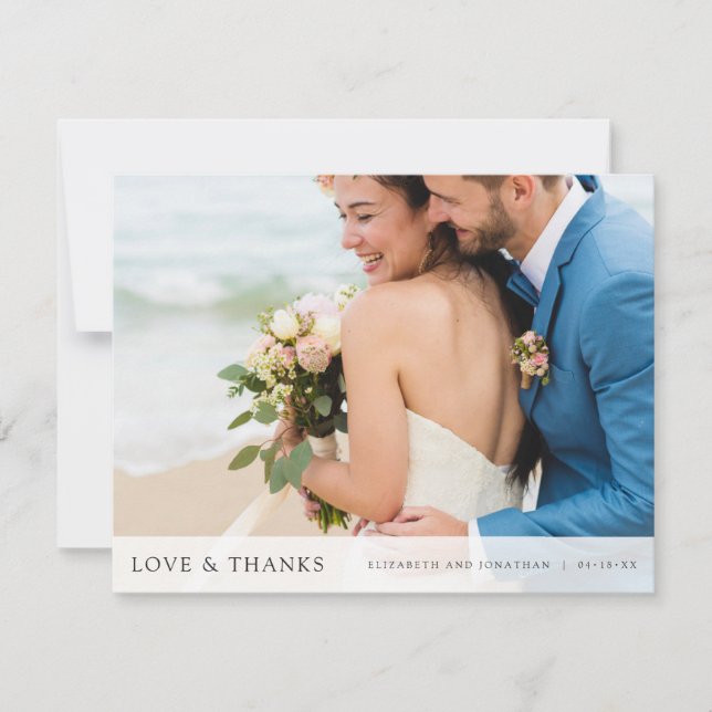 Personalized Simple Modern Photo Wedding Thank You Card (Front)