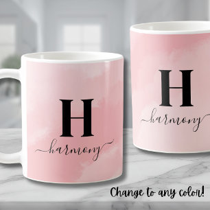 Personalized Simple Modern Pink Monogram Coffee Mug