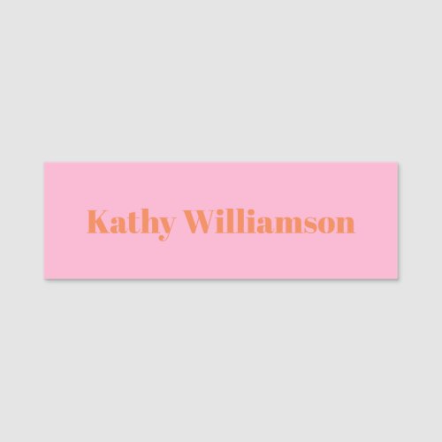 Personalized Simple Modern Pink Orange Creative Name Tag