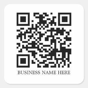 Personalized Simple, Modern QR Code Business Name Square Sticker