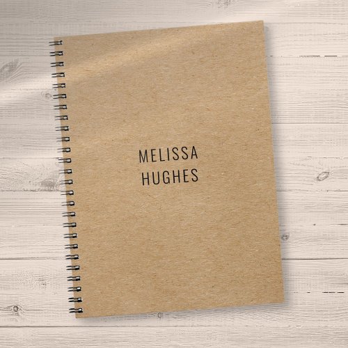 Personalized Simple Modern Rustic Kraft Notebook