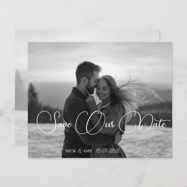 Personalized Simple Modern Winter Wedding Card (Front/Back)