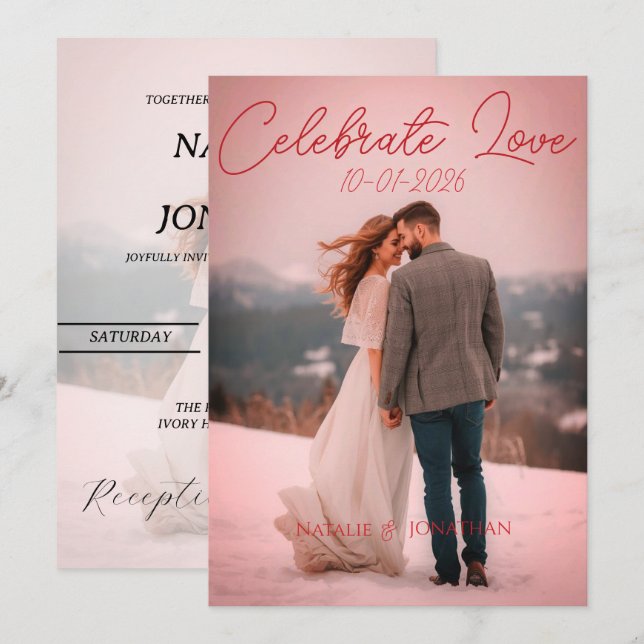 Personalized Simple Modern winter Wedding card (Front/Back)