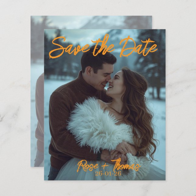 Personalized Simple Modern Winter Wedding card (Front/Back)